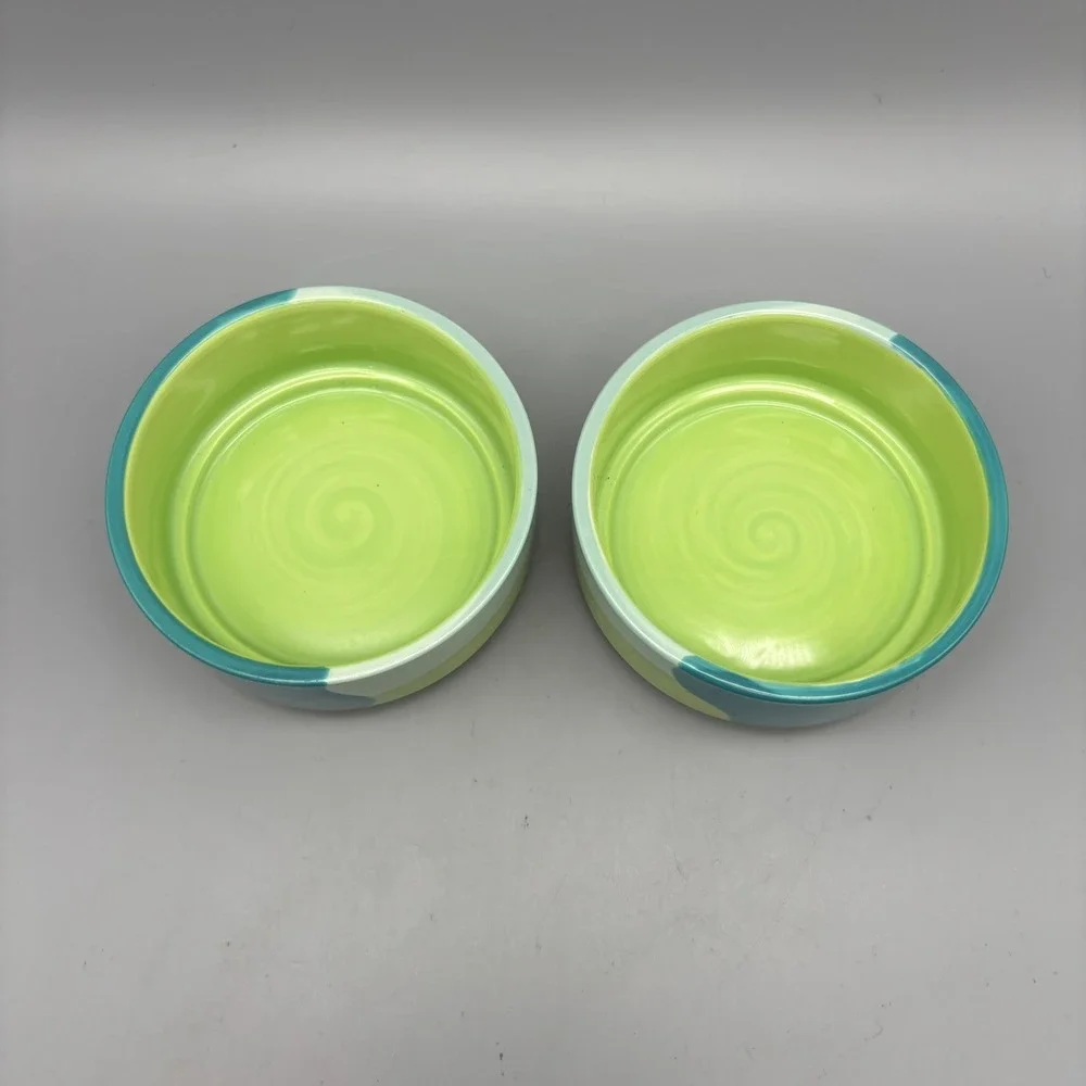 Top-Paw Blue-Green Ceramic Pet Bowl Rubber Grip Dishwasher Safe 4